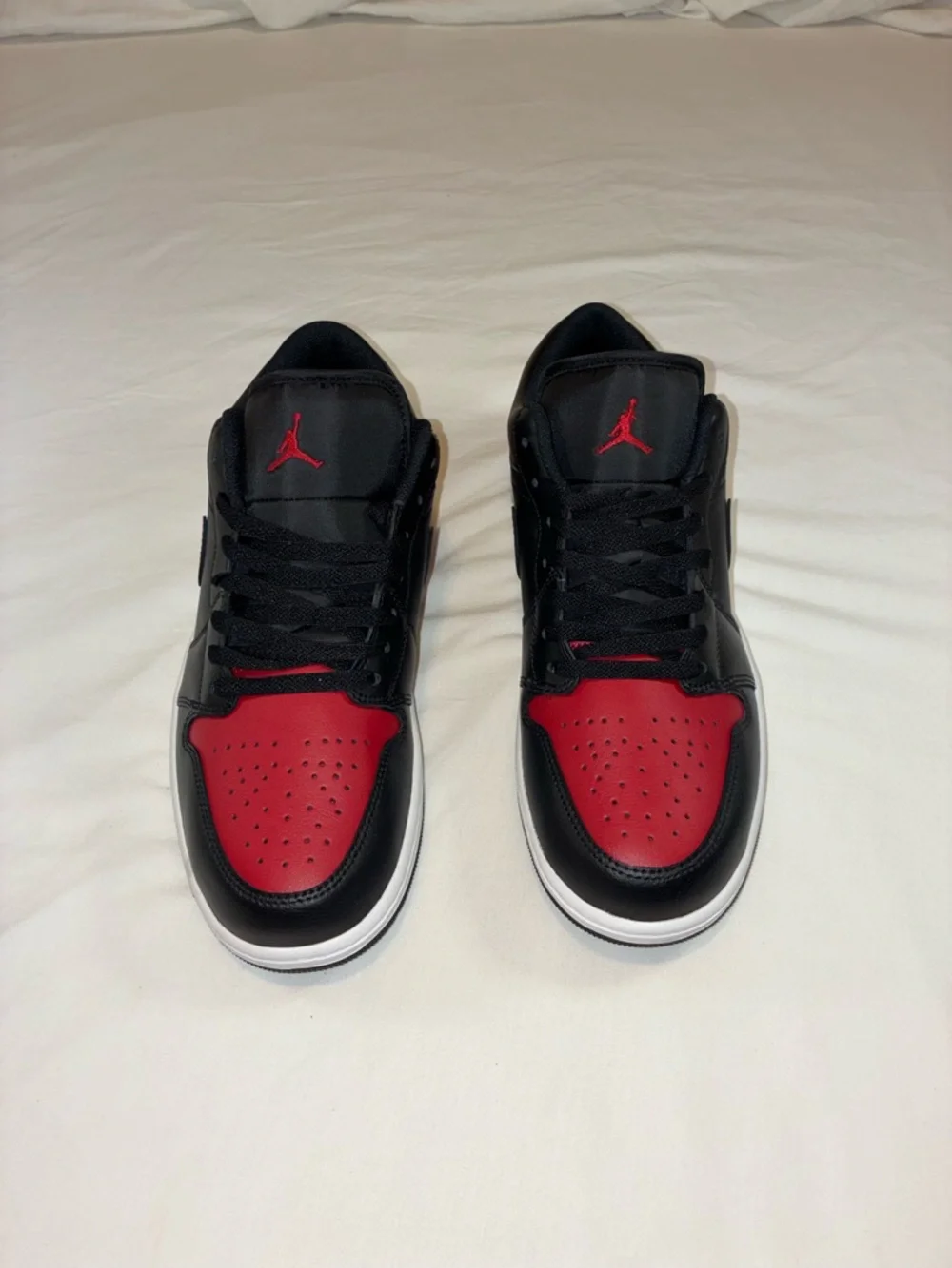 Nike Air Jordan 1 Low Black and Red Sneakers - Picture 1 of 8